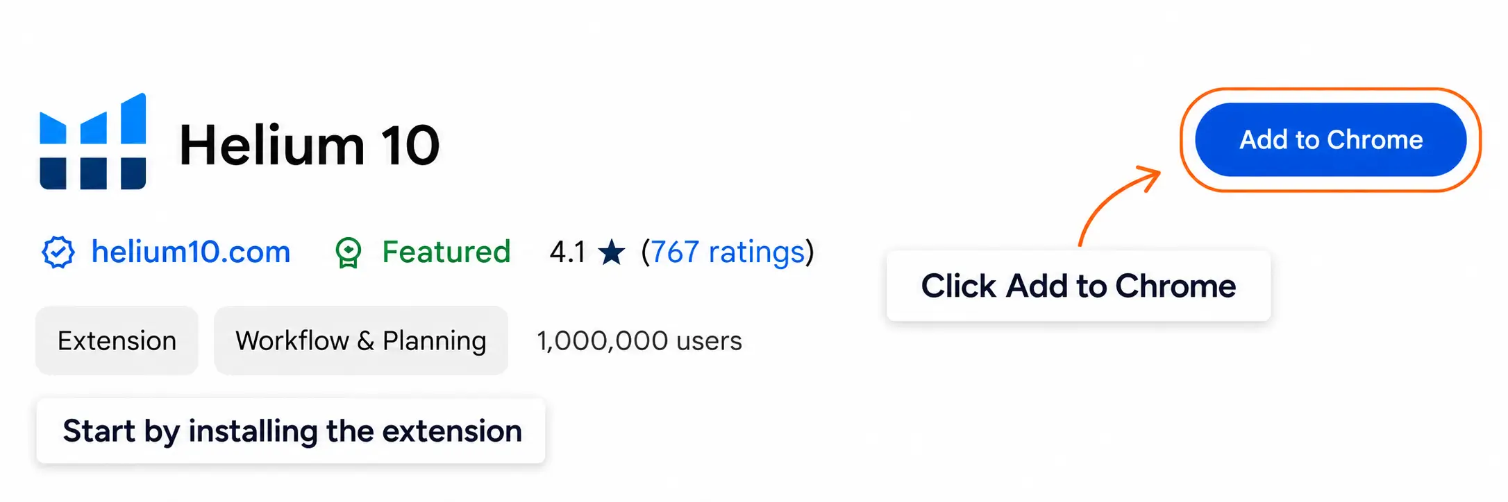 Helium 10 Chrome Extension Add to Chrome button in the Chrome Web Store