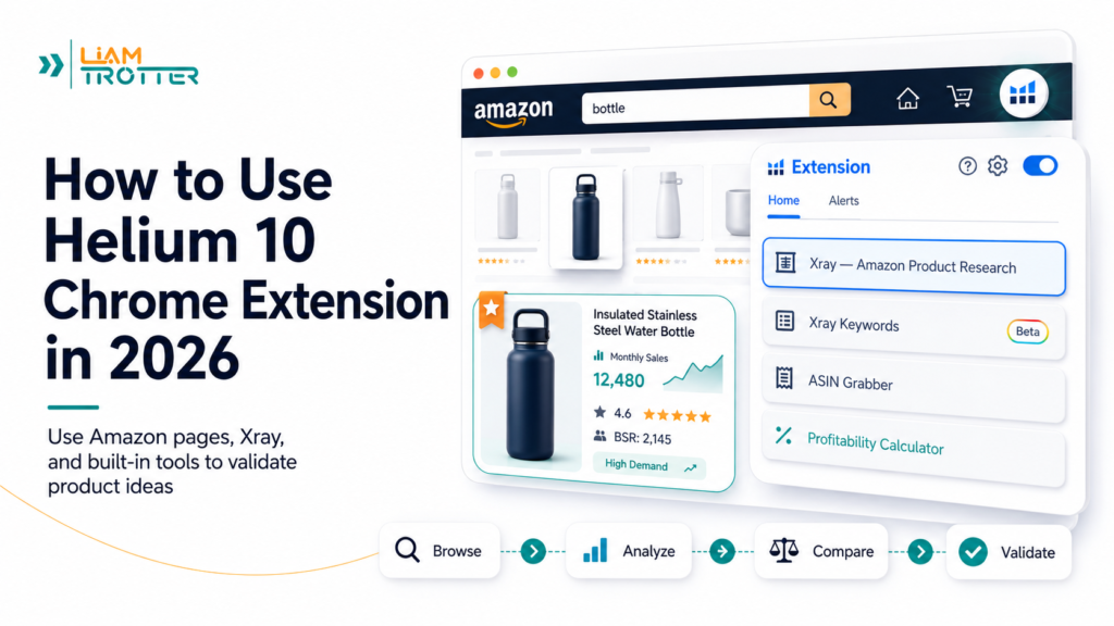 How to use the Helium 10 Chrome Extension in 2026 for Amazon product research with Xray and built-in tools