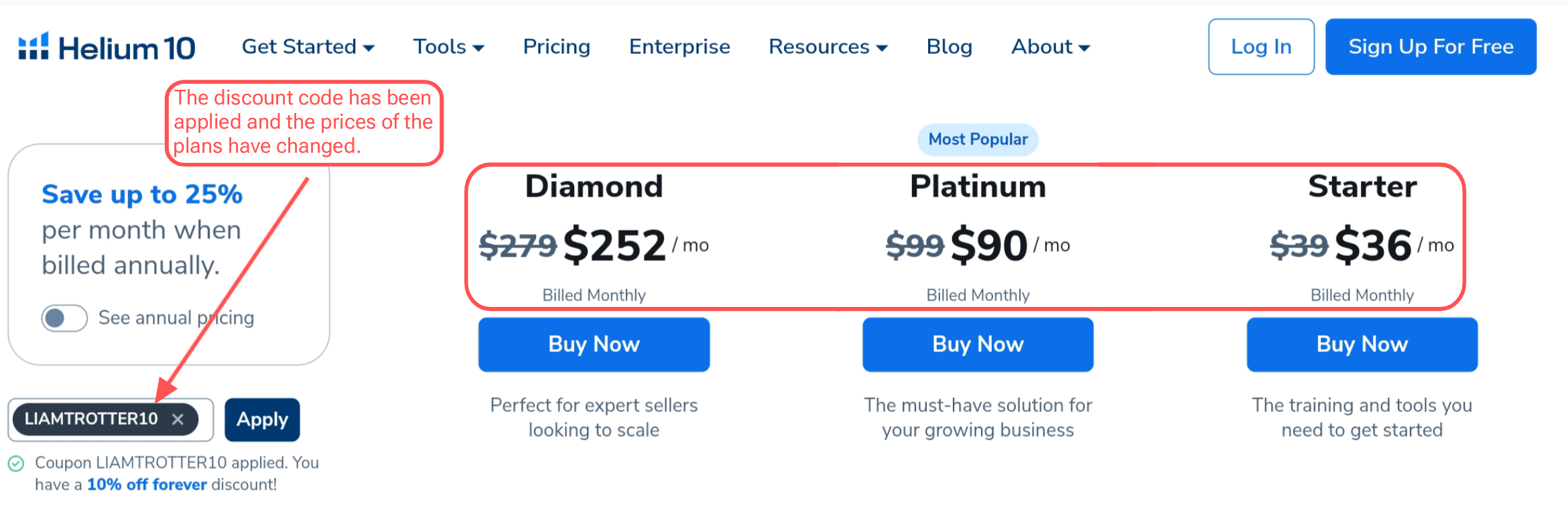 Helium 10 Platinum Plan discount