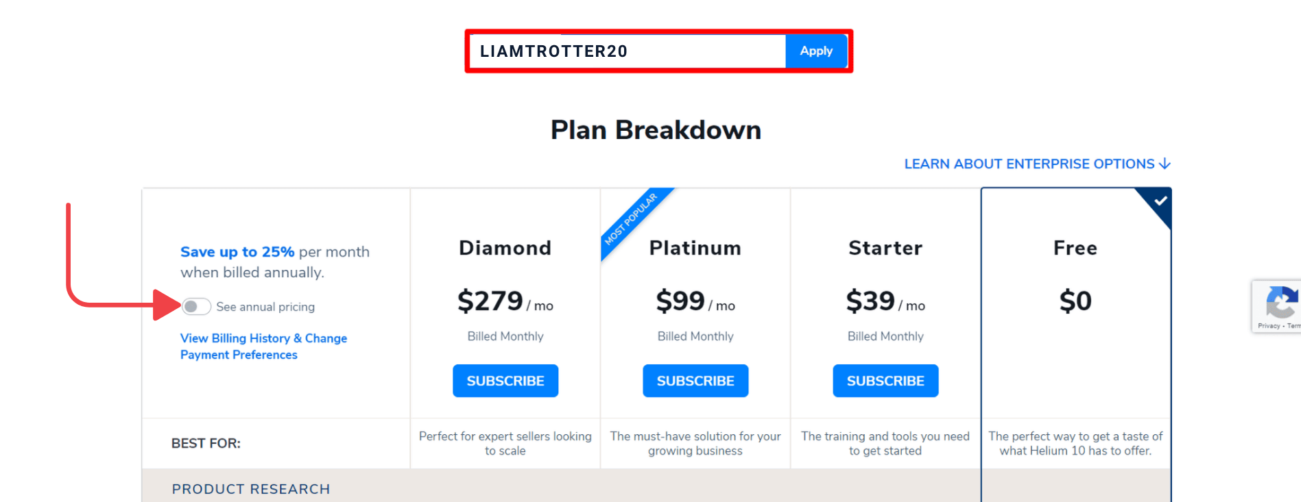 Helium 10 account upgrade