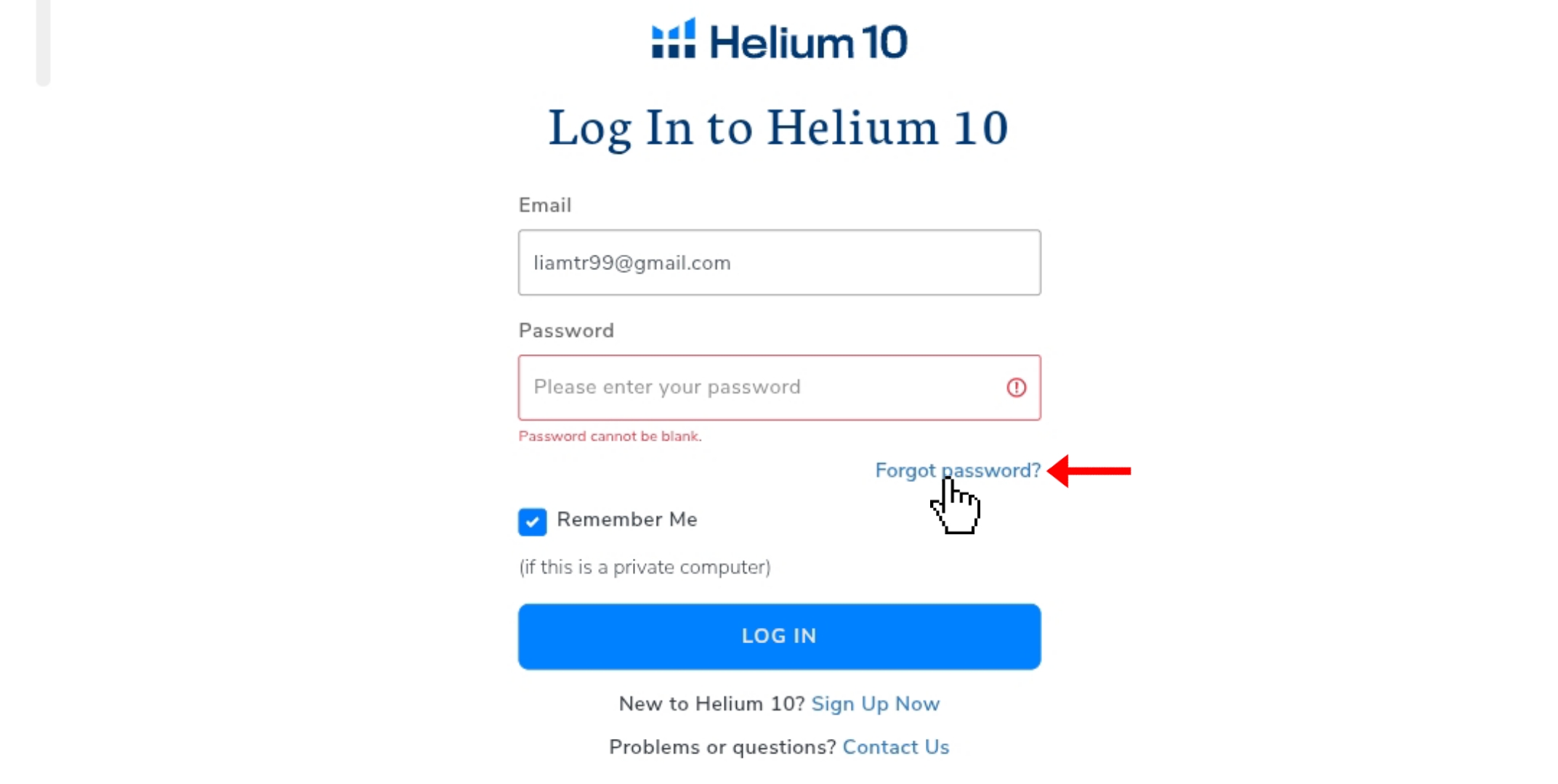 Reset the password of Helium 10 account Step 1: in the login page click Forgot Password?