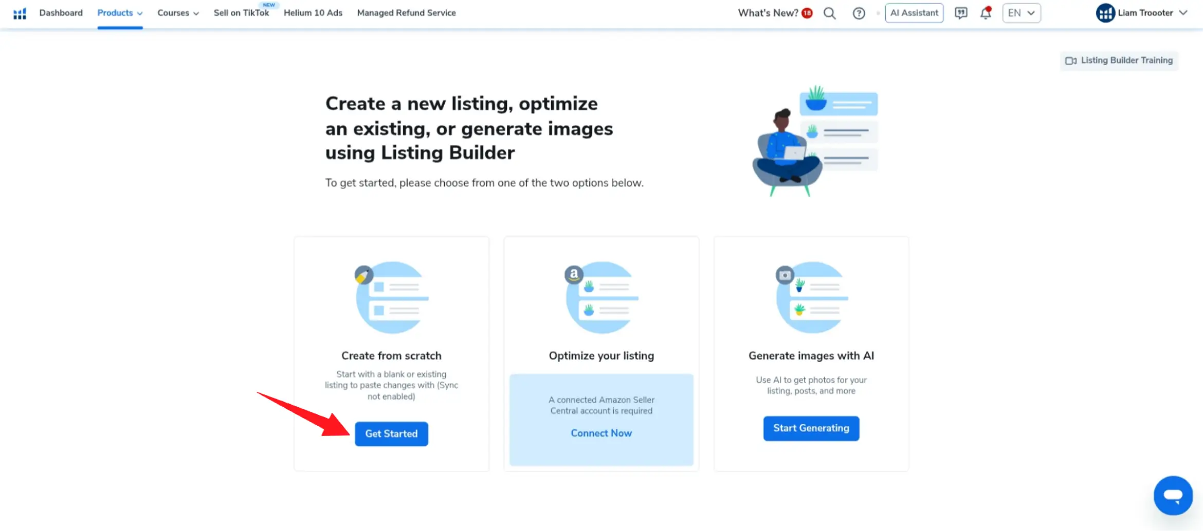 Starting a new listing in Helium 10 Listing Builder