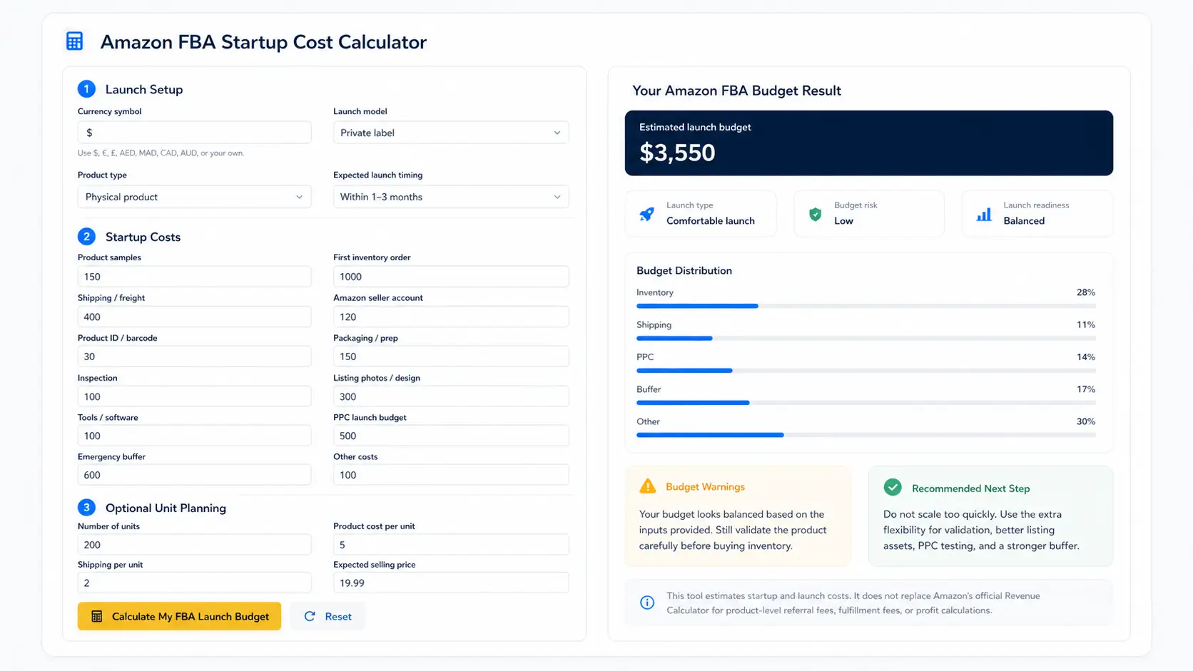 Amazon FBA cost calculator